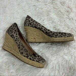 J. Crew Leopard Seville Espadrille Wedges Size 6